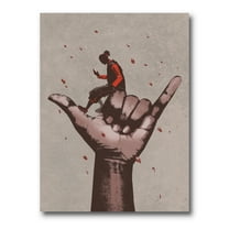 Designart ' Man Using Mobile Phone With Call Me Sign ' Modern Canvas Wall Art Print