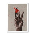 thumbnail image 1 of Designart 'Man With Arm Raised On Victory Sign' Modern Framed Art Print, 1 of 4