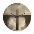 thumbnail image 1 of Designart 'Man and Big Cross between Two Cliffs ' Modern Wood Wall Clock, 1 of 5