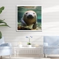 thumbnail image 1 of Designart "Manatee's Curious Gaze II" Animals Framed Wall Art Decor - Modern Blue Manatee Entryway Framed Wall Art Print, 1 of 6