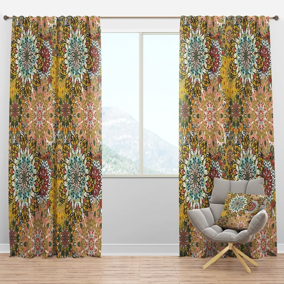 Designart 'Mandala Pattern On Paper Or Fabric' Bohemian & Eclectic Blackout Curtain Panel