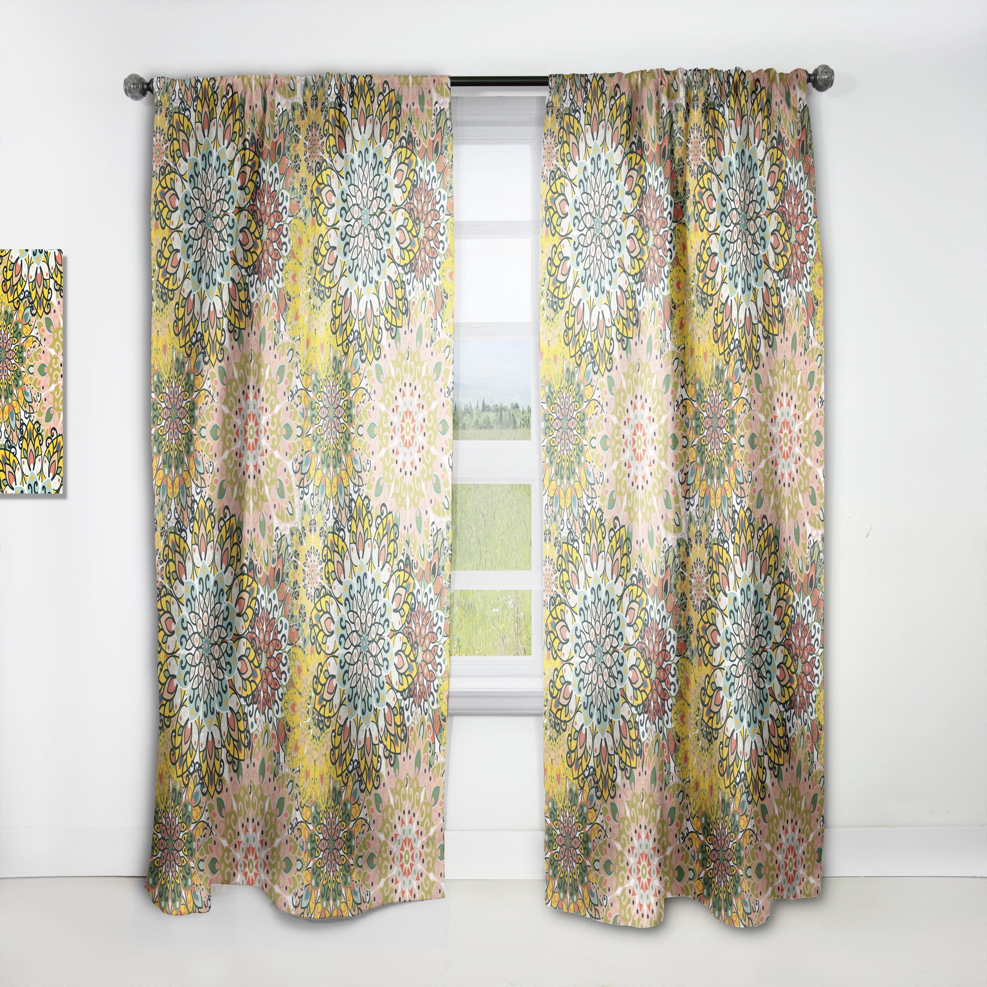 Designart 'Mandala Pattern On Paper Or Fabric' Bohemian & Eclectic Curtain Panel