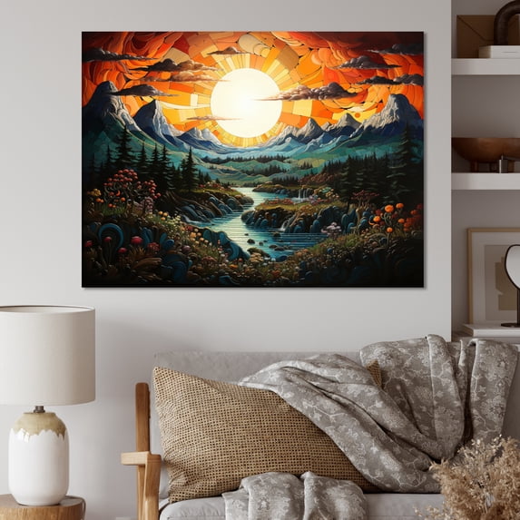 Designart "Mandala Sky Asian Painting II" Asian Canvas Wall Art