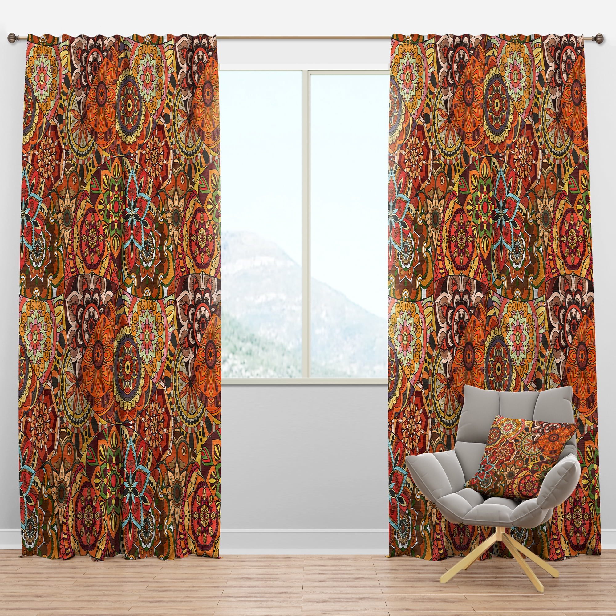 Designart 'Mandalas With Pattern Tile' Bohemian & Eclectic Blackout Curtain Panel
