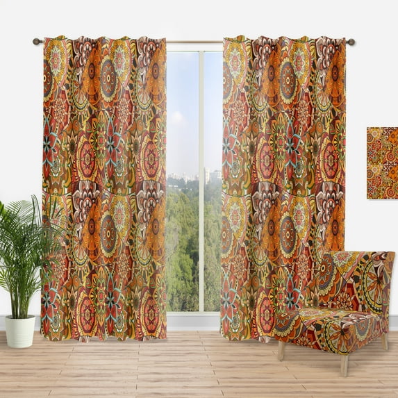 Designart 'Mandalas With Pattern Tile' Bohemian & Eclectic Curtain Panel
