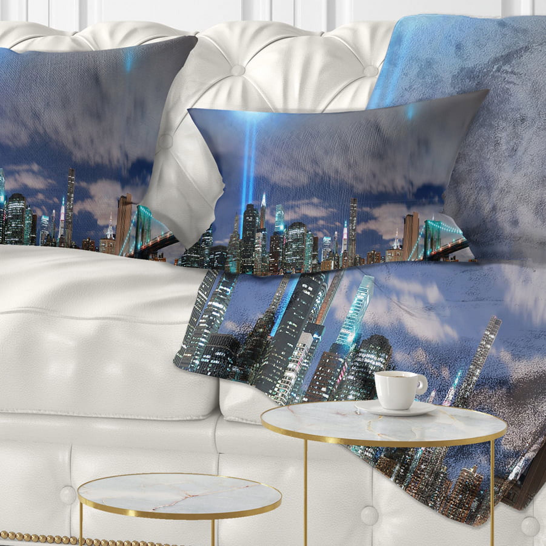 Designart Manhattan Panorama - Cityscape Photo Throw Pillow - 12x20