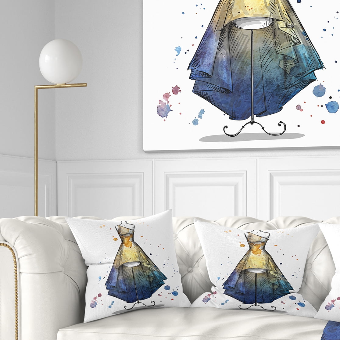 Designart Mannequin with Long Dress - Abstract Throw Pillow - 18x18