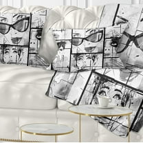 Designart Many Girl Faces Collage - Abstract Portrait Throw Pillow - 12x20