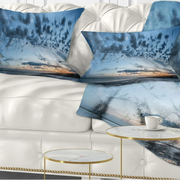 Designart Manych Rissua Lake Panorama - Landscape Printed Throw Pillow - 12x20