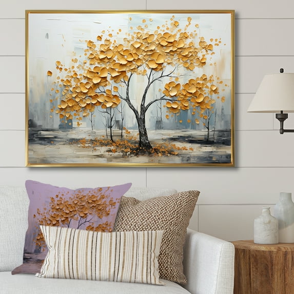 Designart "Maple In Golden Grace I" Tree Maple Floater Framed Canvas Prints