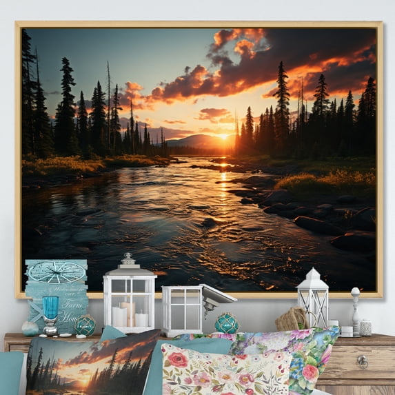 Designart "Maple Untamed Landscapes " Landscapes Floater Framed Wall Art Living Room