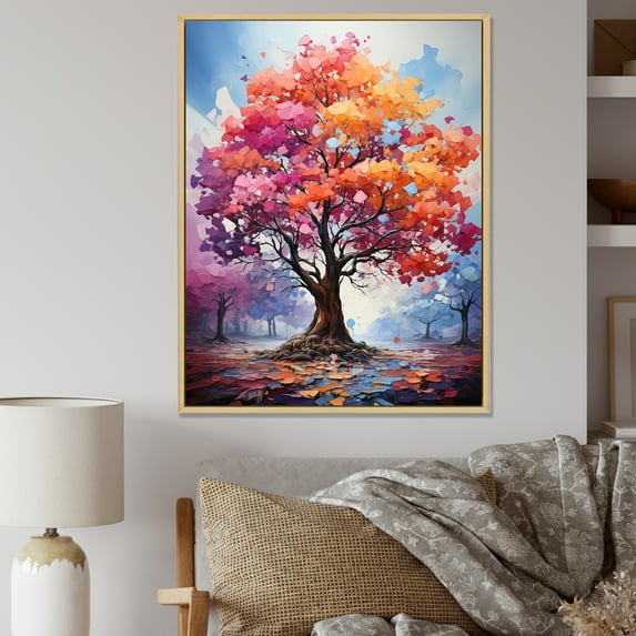 Designart "Maple Vibrancy Spectrum II" Tree Maple Floater Framed Canvas Wall Art