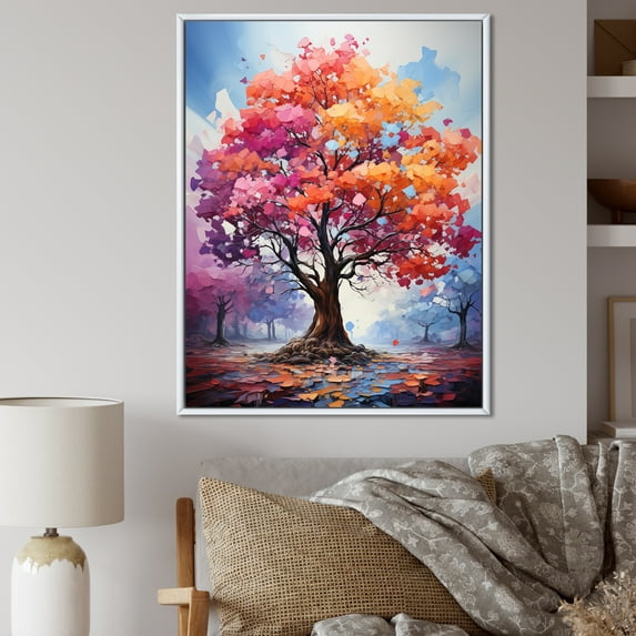 Designart "Maple Vibrancy Spectrum II" Tree Maple Floater Framed Canvas Wall Art