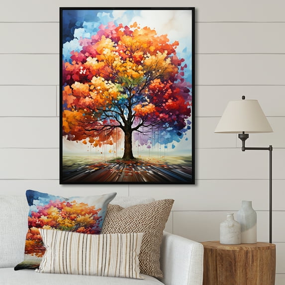 Designart "Maple Vibrancy Spectrum" Tree Maple Floater Framed Wall Art Prints