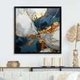 thumbnail image 1 of Designart "Marble Abstract Liquid Art in Gold and Blue" Abstract Framed Wall Art Decor - Modern Gold Abstract Liquid Ink Entryway Framed Wall Art Print, 1 of 6