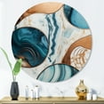 thumbnail image 1 of Designart "Marble Abstraction Blue and Gold II" Abstract Marble Metal Round Art Print, 1 of 5