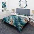 thumbnail image 1 of Designart "Marble Abstraction Blue and Gold IV" Abstract Marble Bedding Covert Set - Modern Blue Abstract Bed Set With 2 Shams, 1 of 6
