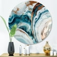 thumbnail image 1 of Designart "Marble Abstraction Blue and Gold V" Abstract Marble Metal Round Wall Decor, 1 of 5