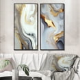 thumbnail image 1 of Designart "Marble Abstraction in White and Gold III" Abstract Marble Framed Wall Art Set Of 2 - White Abstract Framed Canvas Set For Living Room Decor, 1 of 7