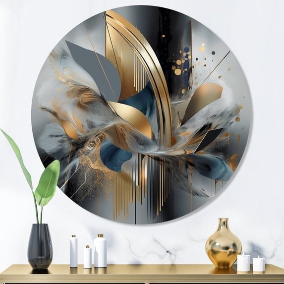 Designart "Marble Abstraction in Soft Colors II" Abstract Marble Round Metal Art