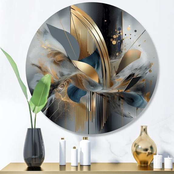 Designart "Marble Abstraction in Soft Colors II" Abstract Marble Round Metal Art