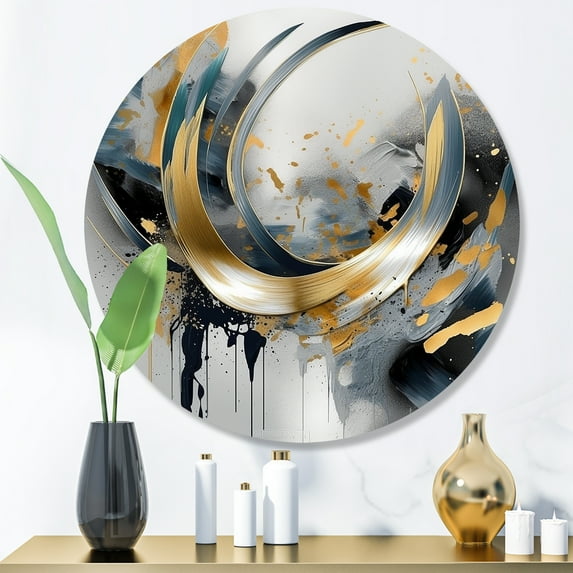 Designart "Marble Abstraction in Soft Colors IV" Abstract Marble Metal Round Wall Art Prints