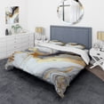 thumbnail image 1 of Designart "Marble Abstraction in White and Gold II" Abstract Marble Bedding Covert Set - Transitional White Abstract Bed Set With 2 Shams, 1 of 6