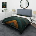 thumbnail image 1 of Designart "Marble Chevrons Pyramid in Gold and Blue" Abstract Tile Bedding Covert Set - Abstract Yellow Modern Bed Set With 2 Shams, 1 of 5