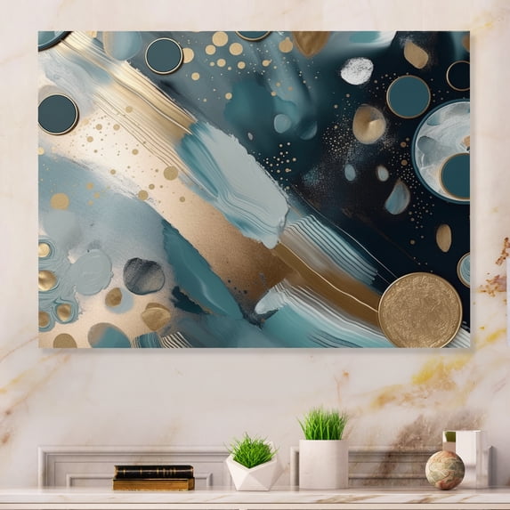 Designart "Marble Energy Metallic Circles V" Abstract Marble Metal Art Print