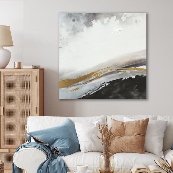 Designart "Marble Eruption in Black III" Abstract Marble Metal Wall Art