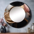 thumbnail image 1 of Designart "Marble Expression Gold and Black I" Abstract Marble Gold Large Round Mirror - Round Bedroom Mirror Wall Decor - Modern Round Printed Mirror - 23" x 23", 1 of 6