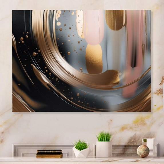 Designart "Marble Expression Gold and Black V" Abstract Marble Metal Art Print