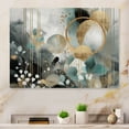 thumbnail image 1 of Designart "Marble Flower Design Golden Blue I" Floral Metal Wall Art, 1 of 4