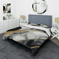 thumbnail image 1 of Designart "Marble Fusion Black and Gold I" Abstract Marble Bedding Covert Set - Modern Black Abstract Bed Set With 2 Shams, 1 of 6