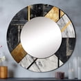thumbnail image 1 of Designart "Marble Granite Agate with Gold Accents IX" Modern Geometric Rund Mirror For Wall Decor - Large Grey Round Printed Mirror - Glam Round Mirror 29" x 29" Inch, 1 of 5