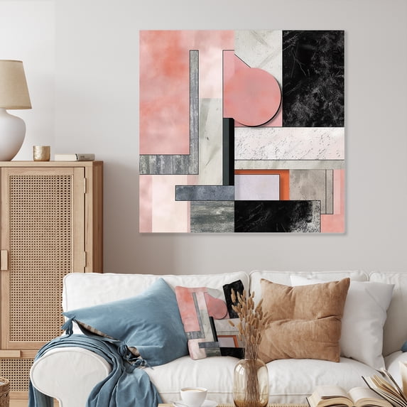 Designart "Marble Granite Agate with Gold Accents XIII" Modern Geometric Metal Art Print