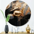 thumbnail image 1 of Designart "Marble Mirage Gold and Black III" Abstract Marble Metal Round Art Living Room, 1 of 5