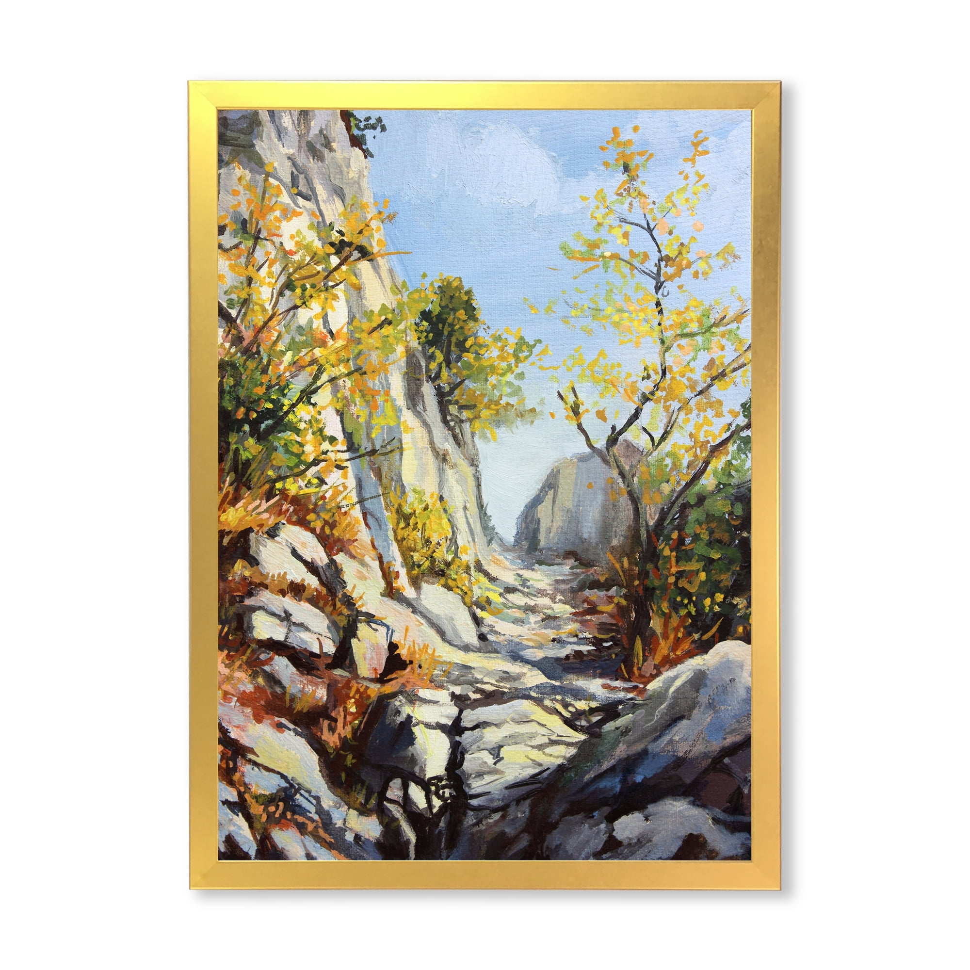 Designart 'Marble Path In Autumn Mountain' Traditional Framed Art Print