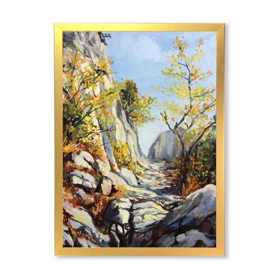 Designart 'Marble Path In Autumn Mountain' Traditional Framed Art Print