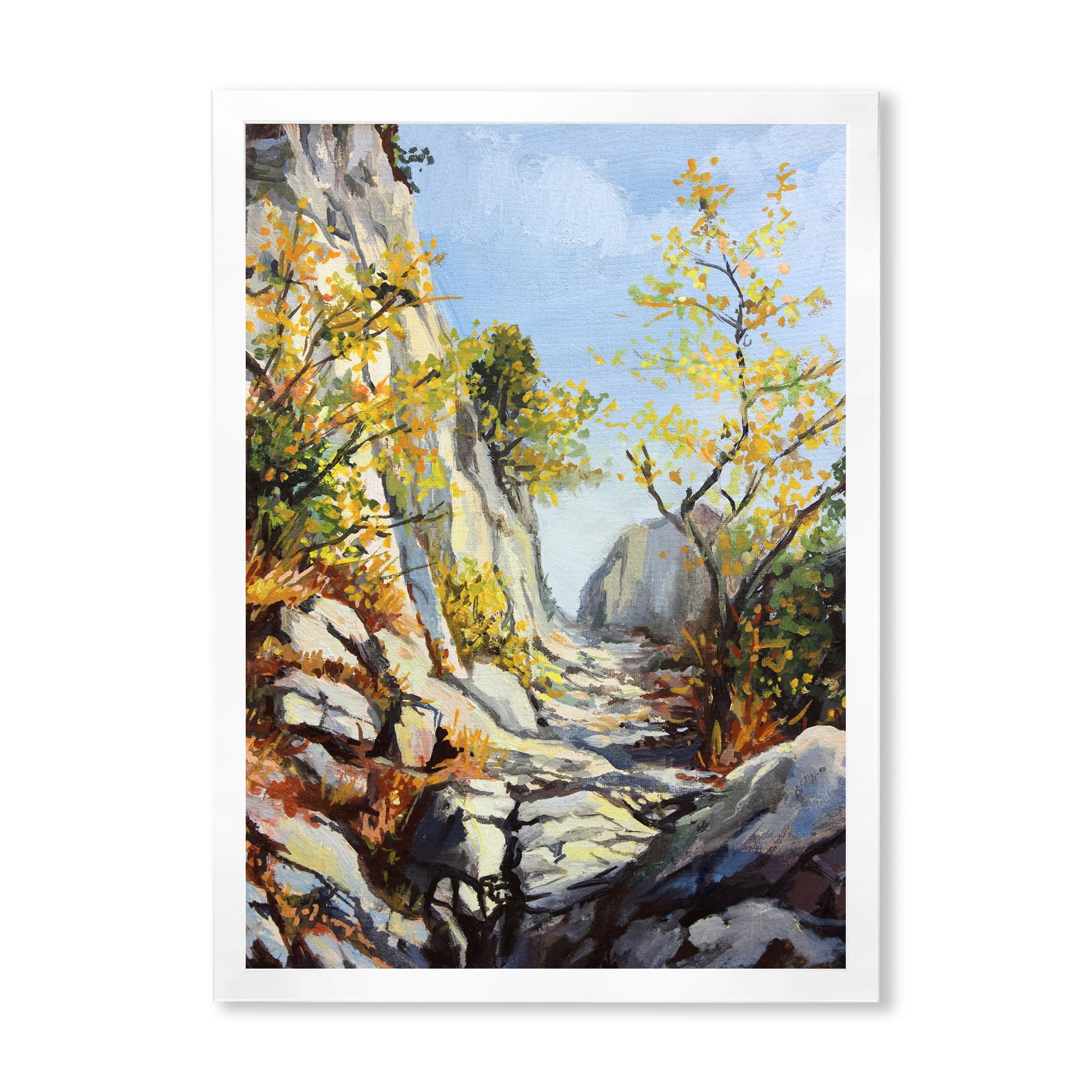 Designart 'Marble Path In Autumn Mountain' Traditional Framed Art Print