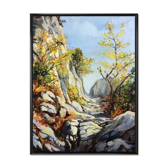 Designart 'Marble Path In Autumn Mountain' Traditional Framed Canvas Wall Art Print