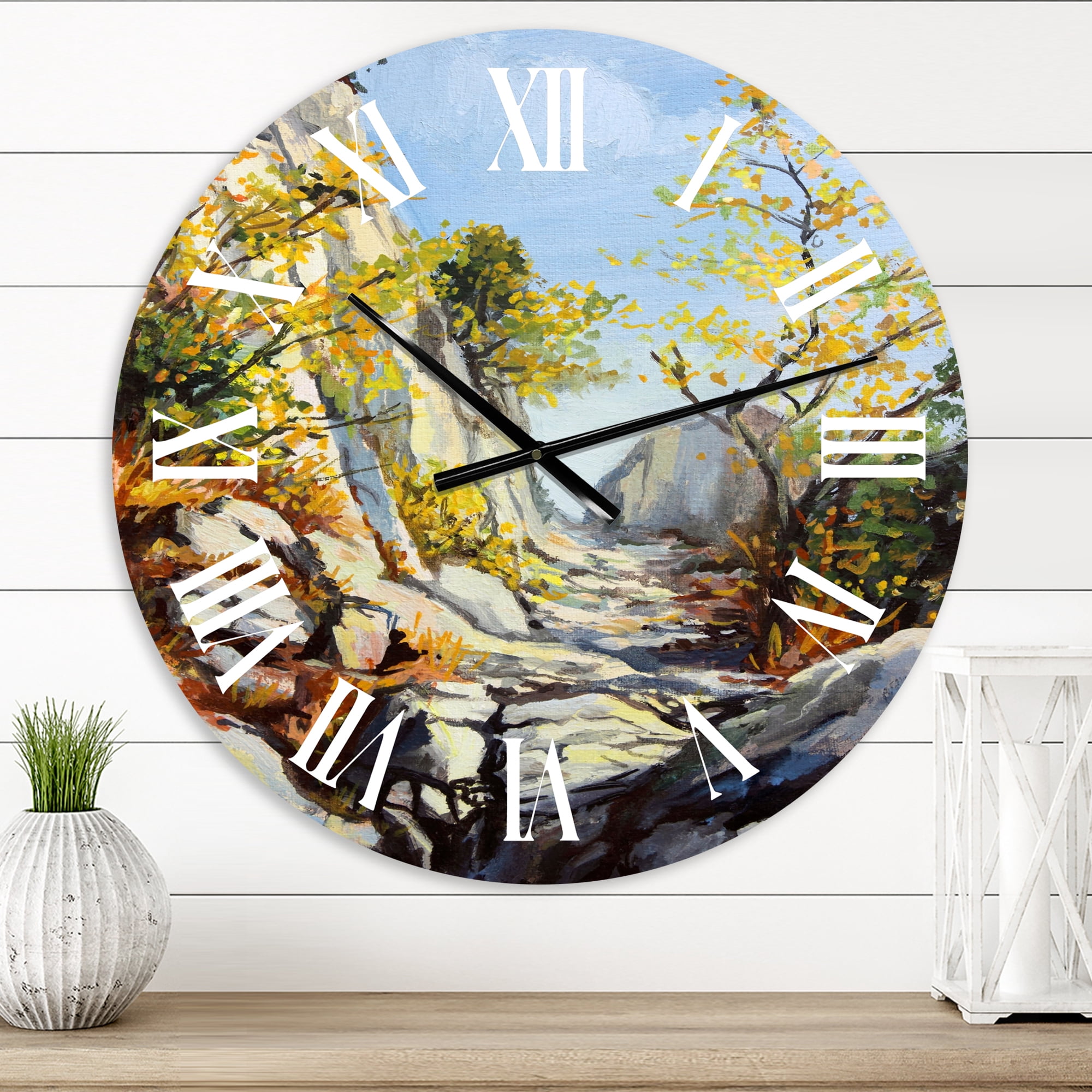 Designart 'Marble Path In Autumn' Traditional Wall Clock