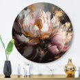 thumbnail image 1 of Designart "Marble Peony Flower Pink Gold V" Floral Peony Round Metal Art, 1 of 5