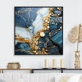 thumbnail image 1 of Designart "Marble River in Blue and Gold IV" Abstract Framed Wall Art - Gold Abstract Liquid Ink Hallway Framed Wall Art Decor, 1 of 6