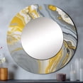 thumbnail image 1 of Designart "Marble Symphony Grey Yellow Expression" Abstract Round Mirror Wall Décor Modern - Large Grey Round Mirror - Round Mirror 36" x 36" Inch, 1 of 5