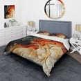 thumbnail image 1 of Designart "Marble Volcano Fiery Red and Gold IV" Abstract Painting Bedding Covert Set - Abstract Red Modern Bed Set With 2 Shams, 1 of 5
