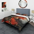 thumbnail image 1 of Designart "Marble Volcano Fiery Red and Gold VI" Abstract Painting Bedding Covert Set - Abstract Red Modern Bed Set With 2 Shams, 1 of 5