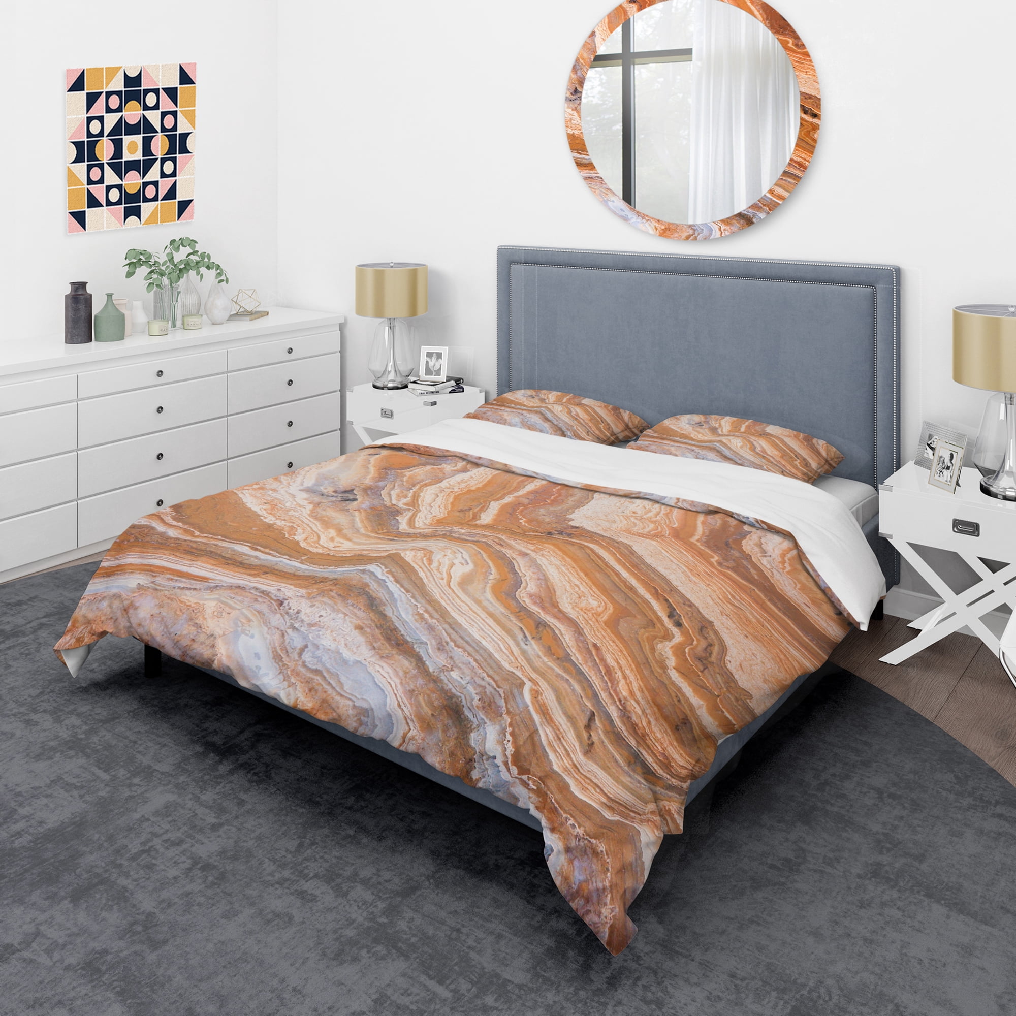 Designart 'Marbled Detail of Colourful Rock' Abstract Duvet Cover Set