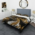 thumbnail image 1 of Designart "Marbled Dreamscape Gold and Black II" Modern Geometric Bedding Covert Set - Abstract Geometric Gold Abstract Bed Set With 2 Shams, 1 of 6