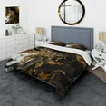thumbnail image 1 of Designart "Marbled Dreamscape Gold and Black III" Modern Geometric Bedding Covert Set - Abstract Geometric Gold Abstract Bed Set With 2 Shams, 1 of 6